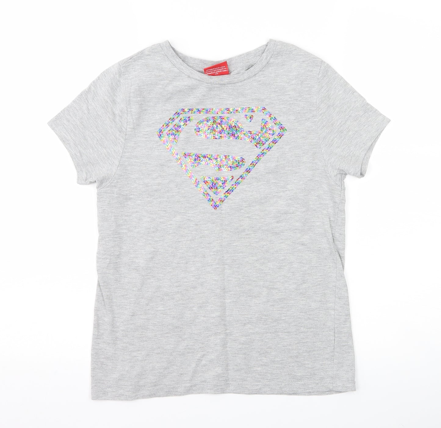 Primark Womens Grey   Basic T-Shirt Size 8  - superman