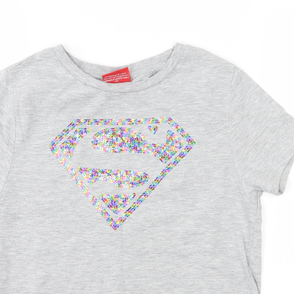 Primark Womens Grey   Basic T-Shirt Size 8  - superman