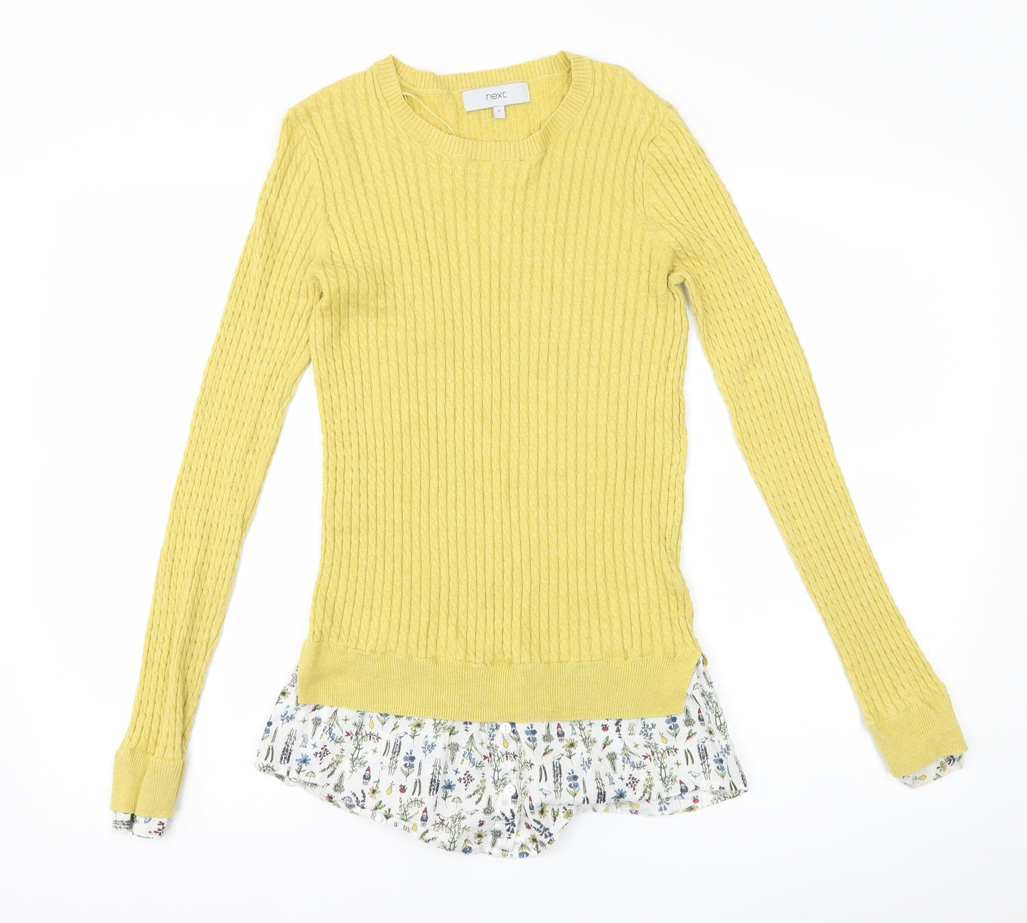NEXT Womens Yellow Floral  Pullover Jumper Size 8