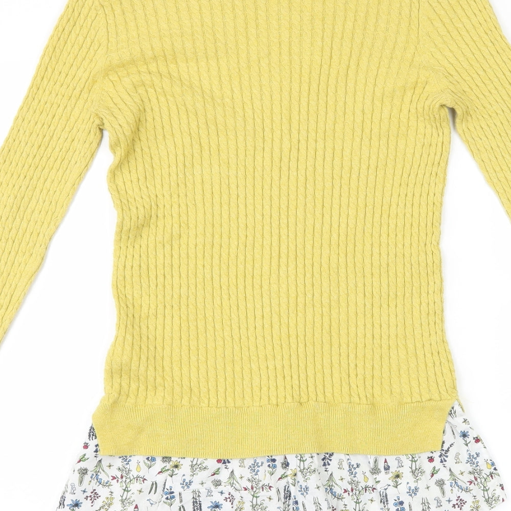 NEXT Womens Yellow Floral  Pullover Jumper Size 8