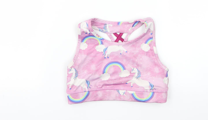 Matalan Girls Purple Cropped Tank Size 6-7 Years - unicorn workout top