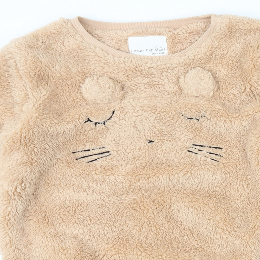 NEXT Girls Brown  Fleece Pullover Sweatshirt Size 12 Years  - Animal face