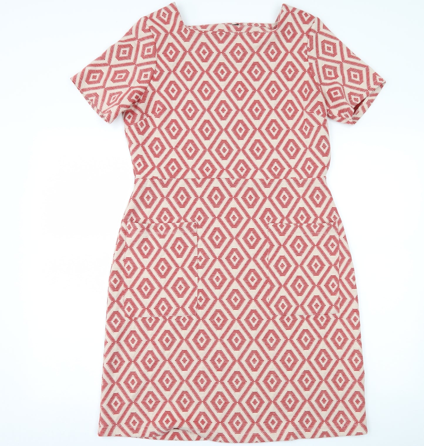 NEXT Womens Red Geometric  Pencil Dress  Size 14