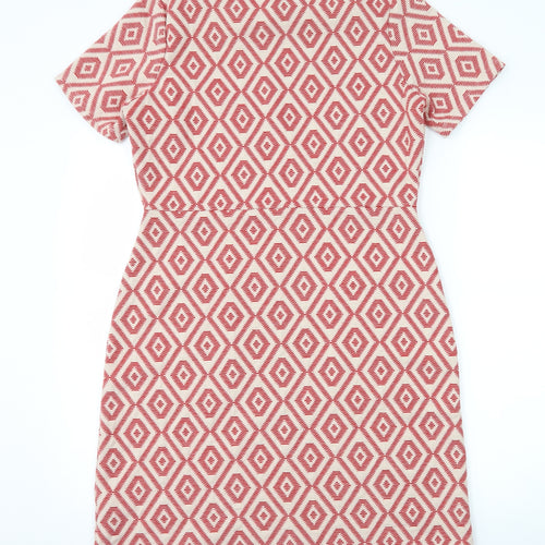 NEXT Womens Red Geometric  Pencil Dress  Size 14