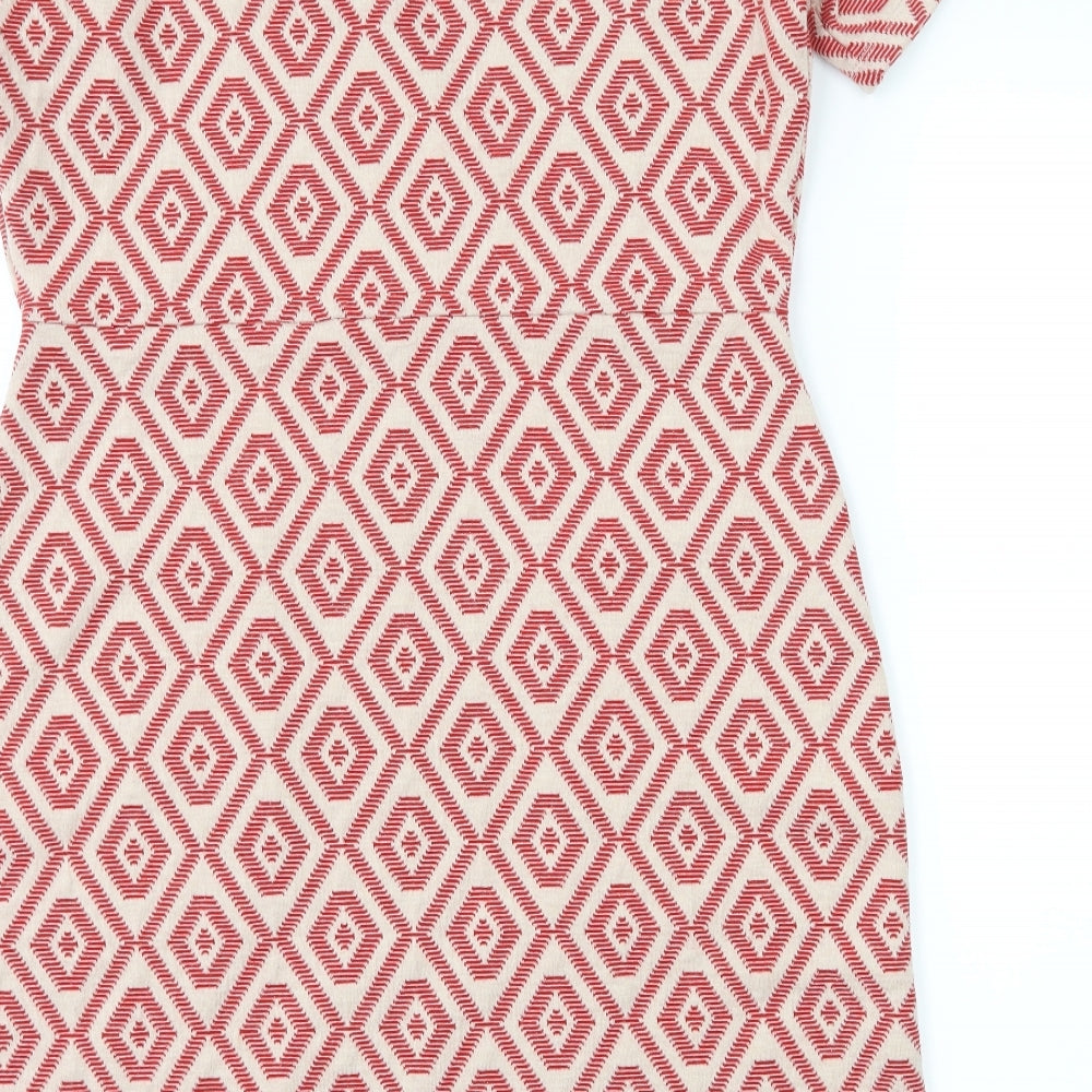 NEXT Womens Red Geometric  Pencil Dress  Size 14