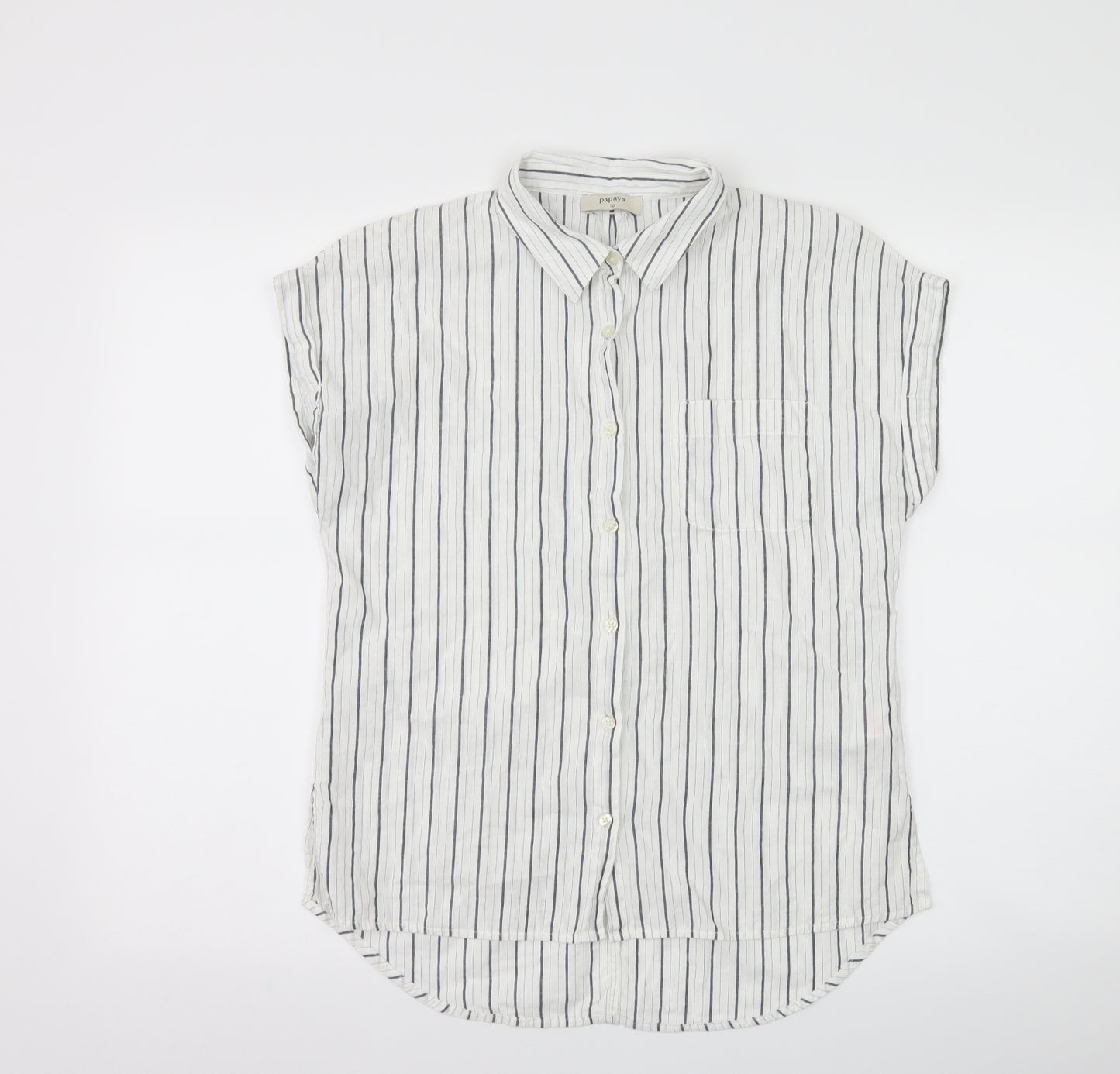 Papaya Womens White Striped  Basic Button-Up Size 10