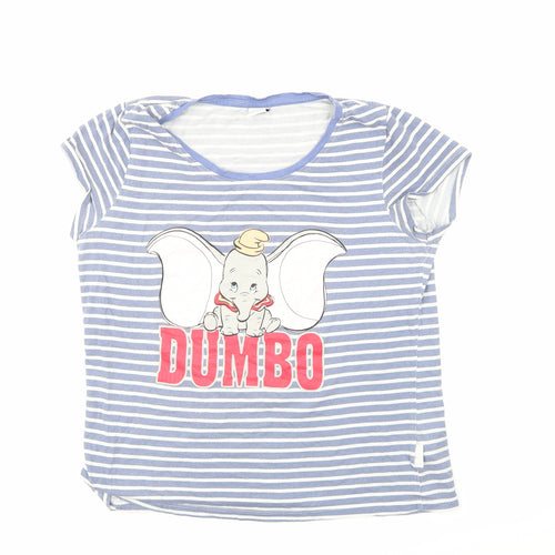 Disney Girls Blue Striped  Basic T-Shirt Size 13 Years