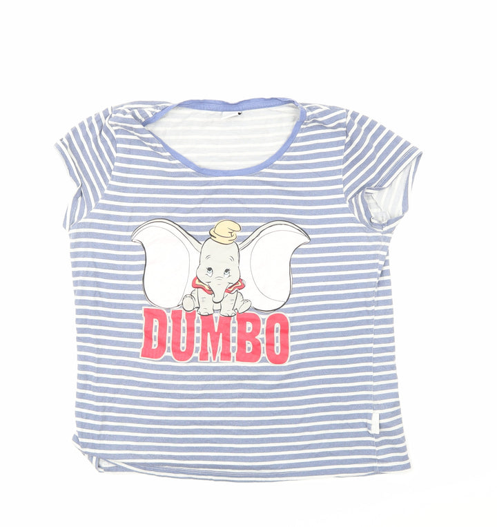 Disney Girls Blue Striped  Basic T-Shirt Size 13 Years