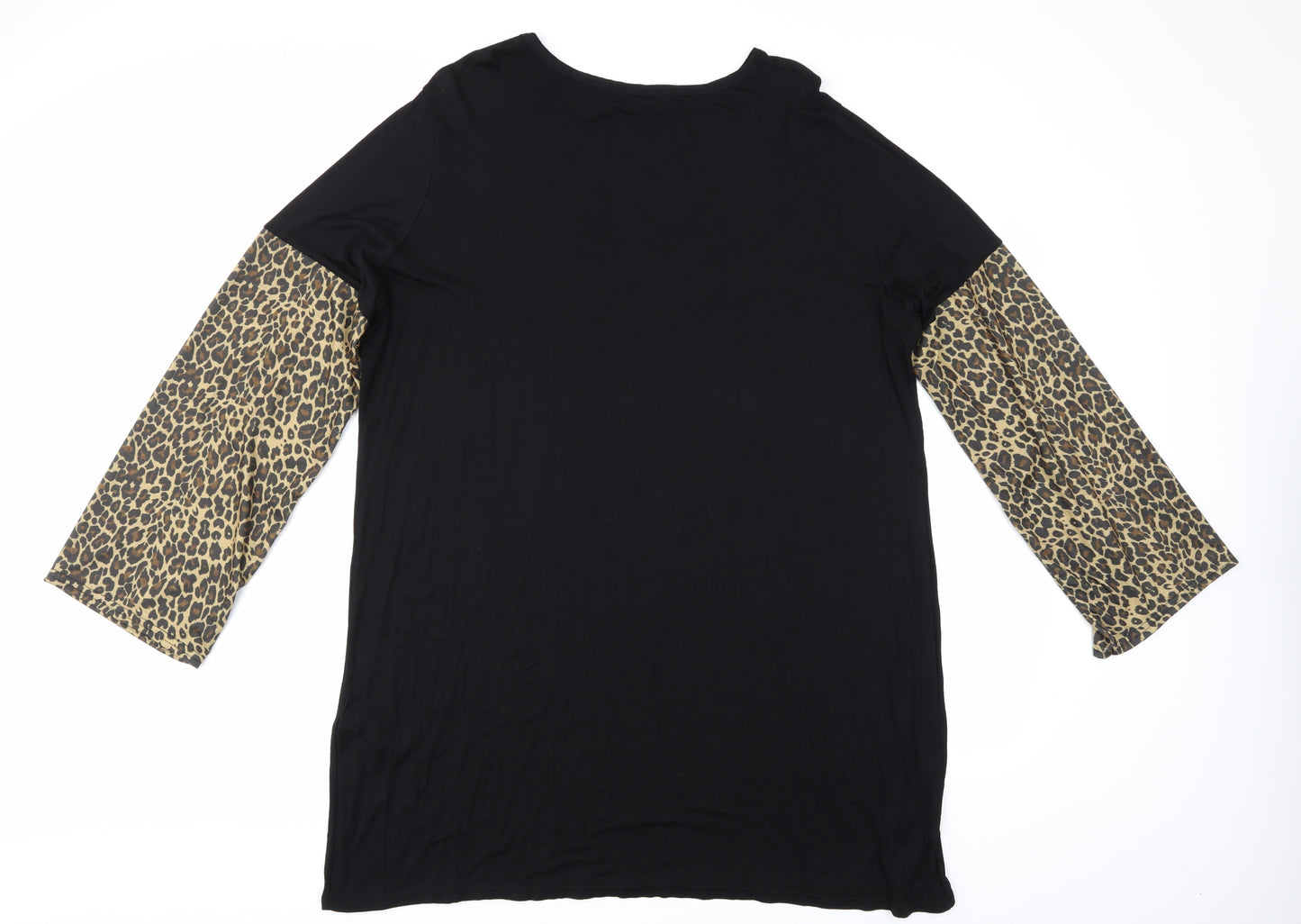 Boohoo Womens Black Animal Print  Tunic Blouse Size 24