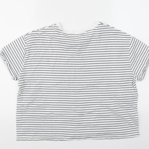 New Look Womens White Striped  Basic T-Shirt Size 12