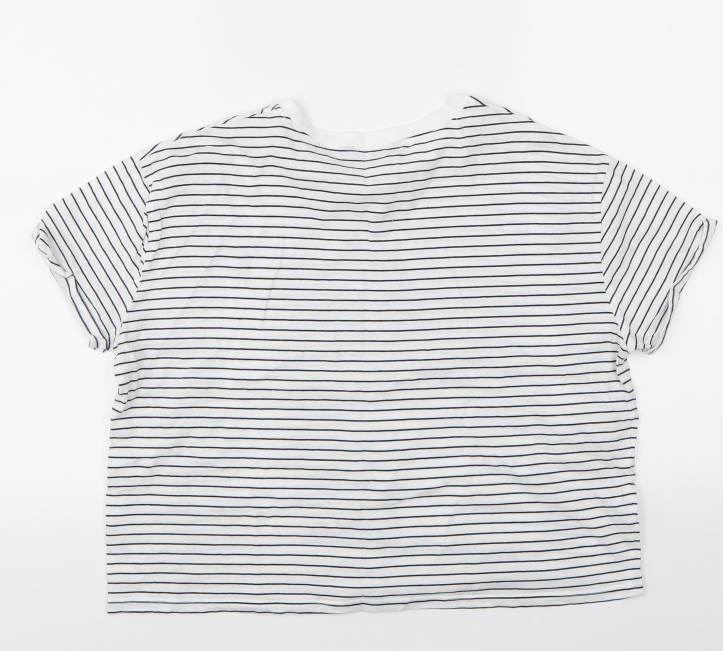 New Look Womens White Striped  Basic T-Shirt Size 12