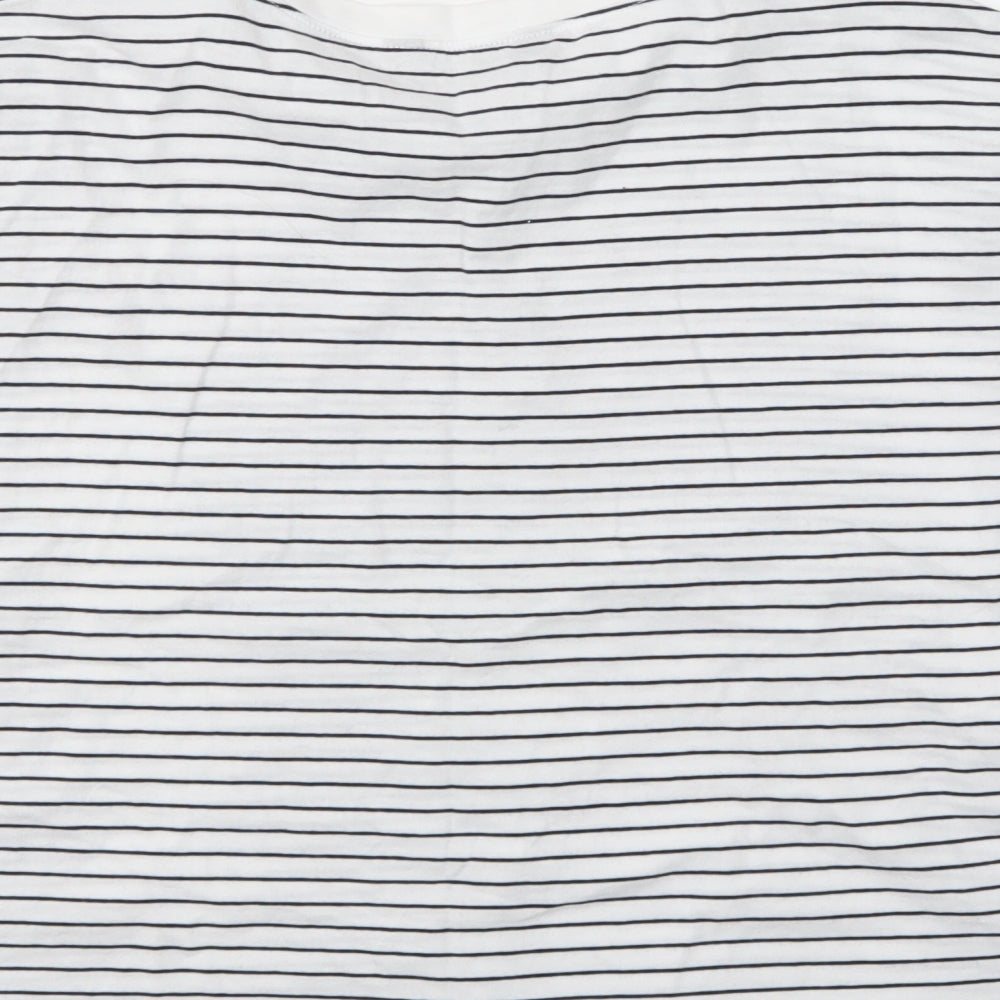 New Look Womens White Striped  Basic T-Shirt Size 12