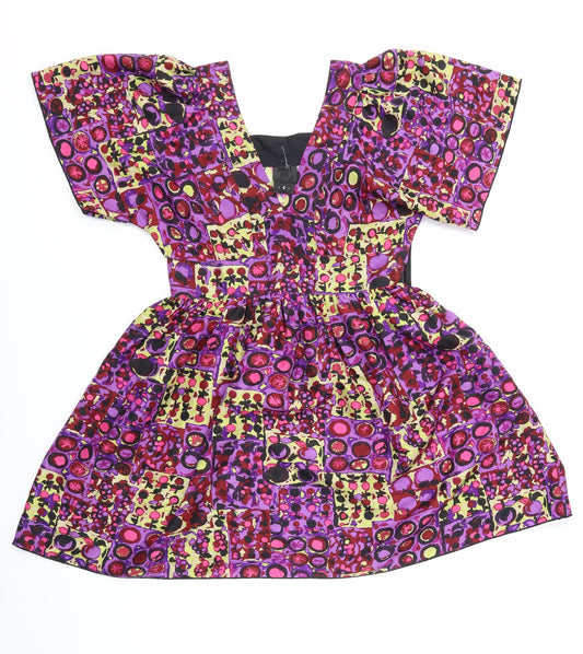 Front view of ANNA women’s multicoloured geometric a-line, size UK 6