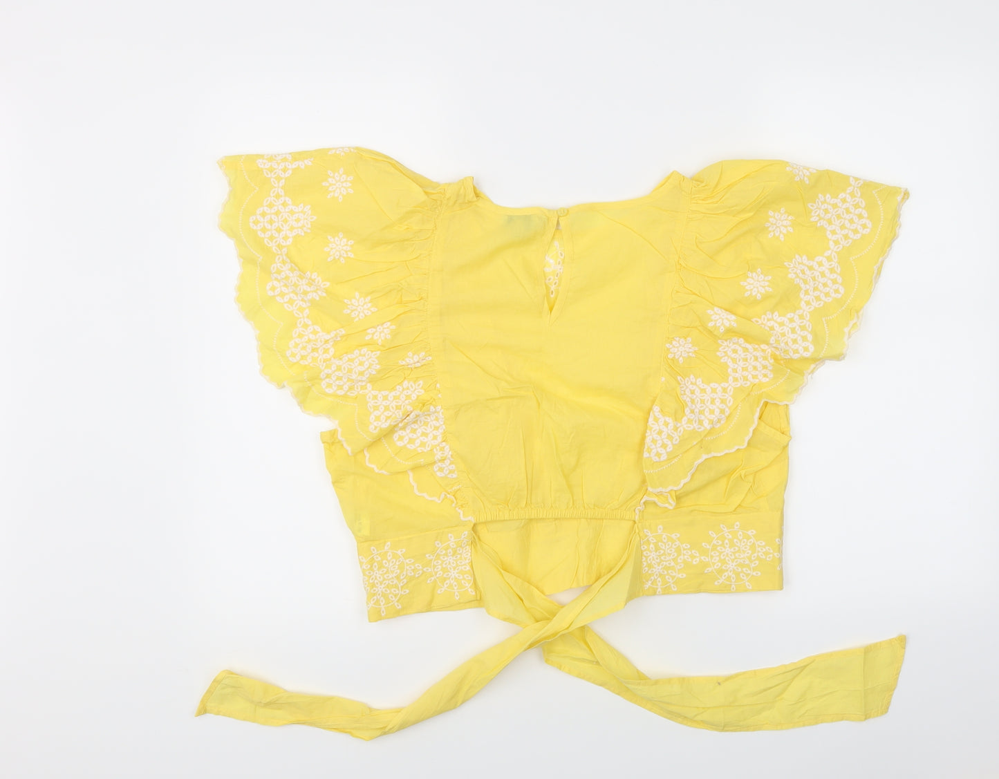 River Isalnd Womens Yellow Geometric  Wrap Blouse Size 16