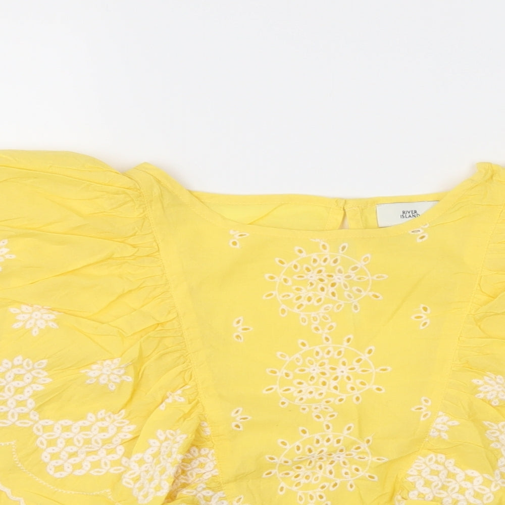 River Isalnd Womens Yellow Geometric  Wrap Blouse Size 16