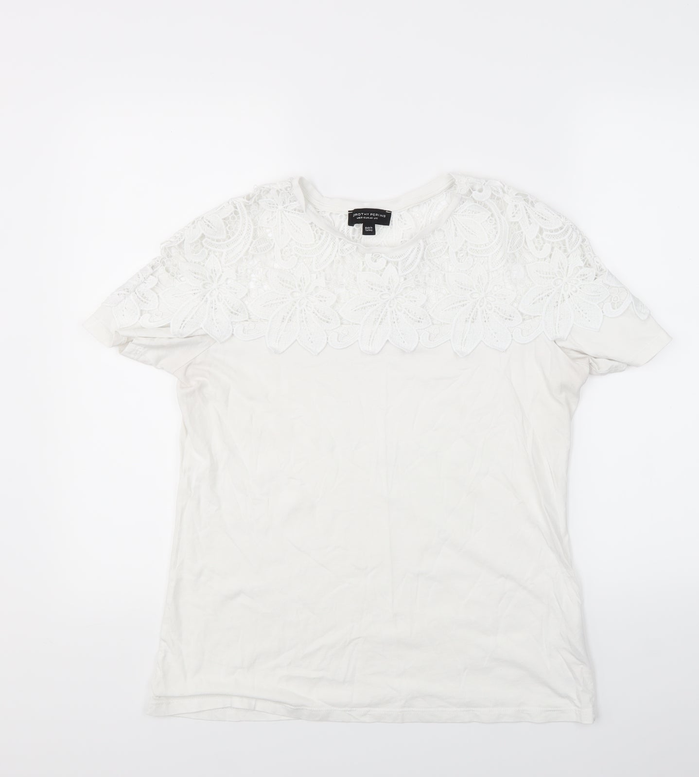 Dorothy Perkins Womens White Floral  Basic T-Shirt Size 12