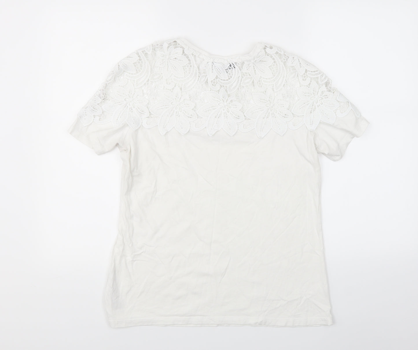 Dorothy Perkins Womens White Floral  Basic T-Shirt Size 12