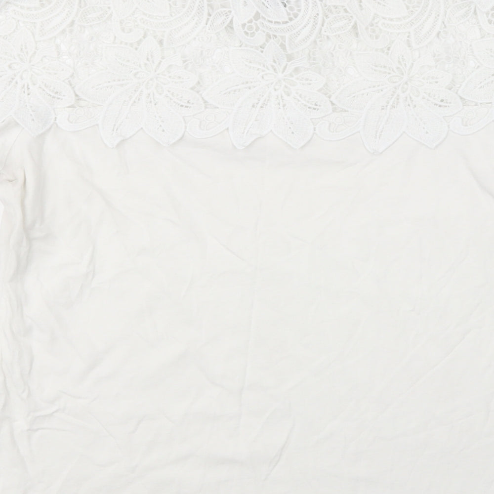 Dorothy Perkins Womens White Floral  Basic T-Shirt Size 12