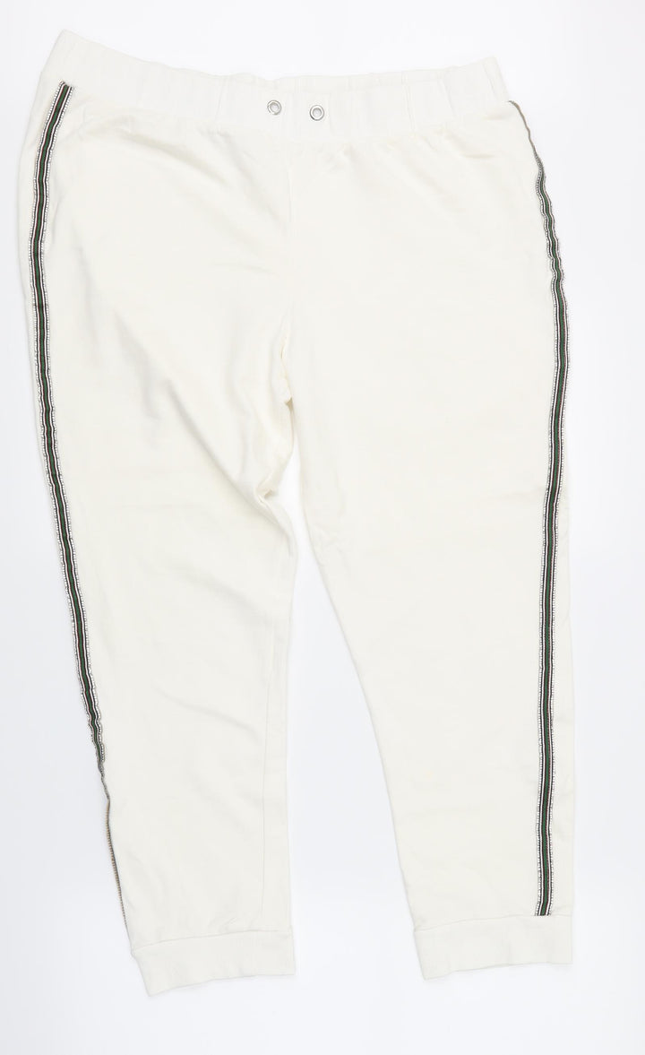 Boohoo Womens White   Sweatpants Trousers Size 18 L24 in