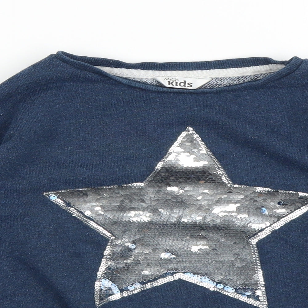 M&Co Girls Blue   Pullover Jumper Size 7-8 Years