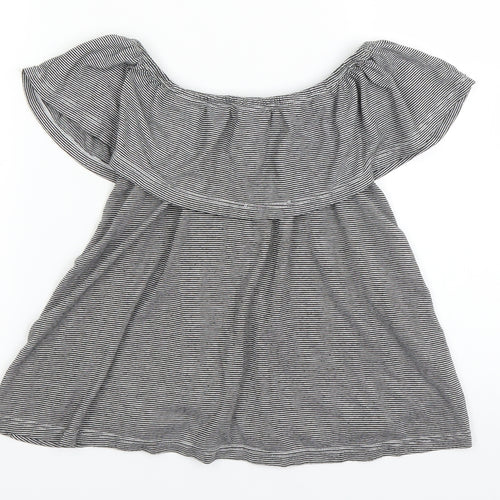 Candy Girls Black Striped  Basic Blouse Size 9 Years