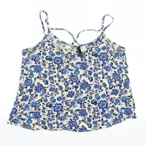Divided by H&M Womens Blue Floral  Basic Tank Size 6