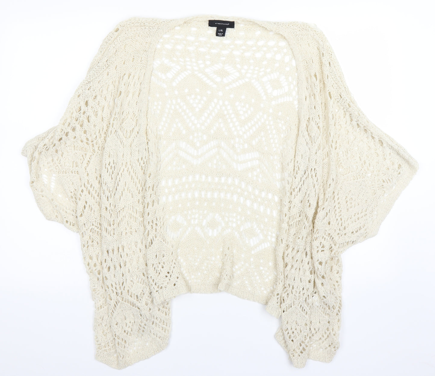 Atmosphere Womens Beige   Cardigan Jumper Size L  - See Through
