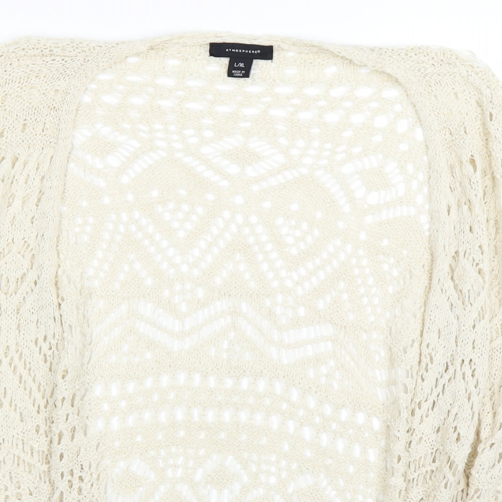 Atmosphere Womens Beige   Cardigan Jumper Size L  - See Through