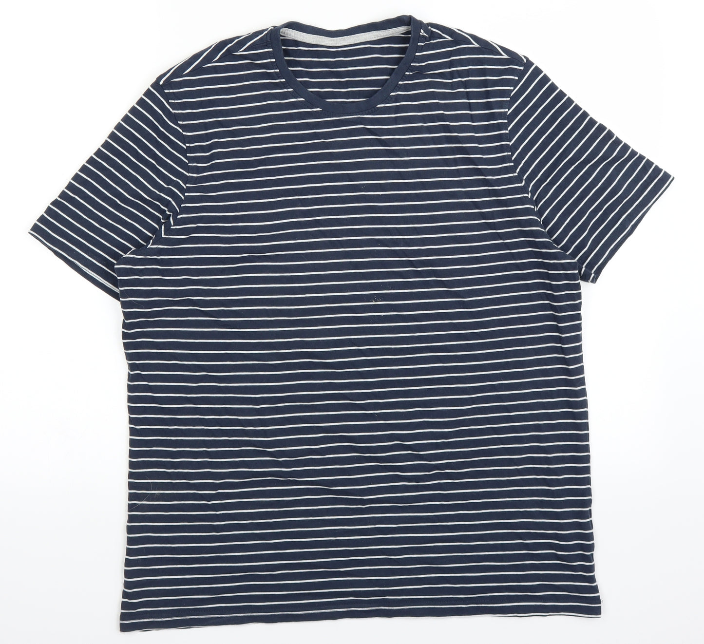 F&F Mens Blue Striped   T-Shirt Size L