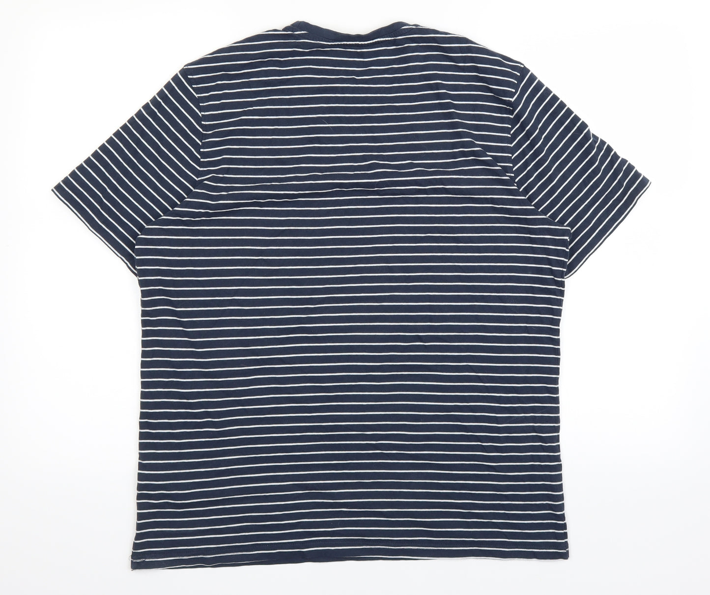 F&F Mens Blue Striped   T-Shirt Size L