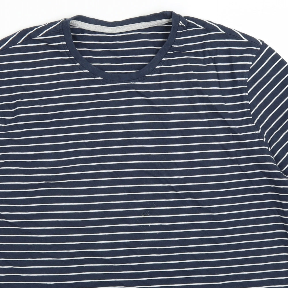 F&F Mens Blue Striped   T-Shirt Size L