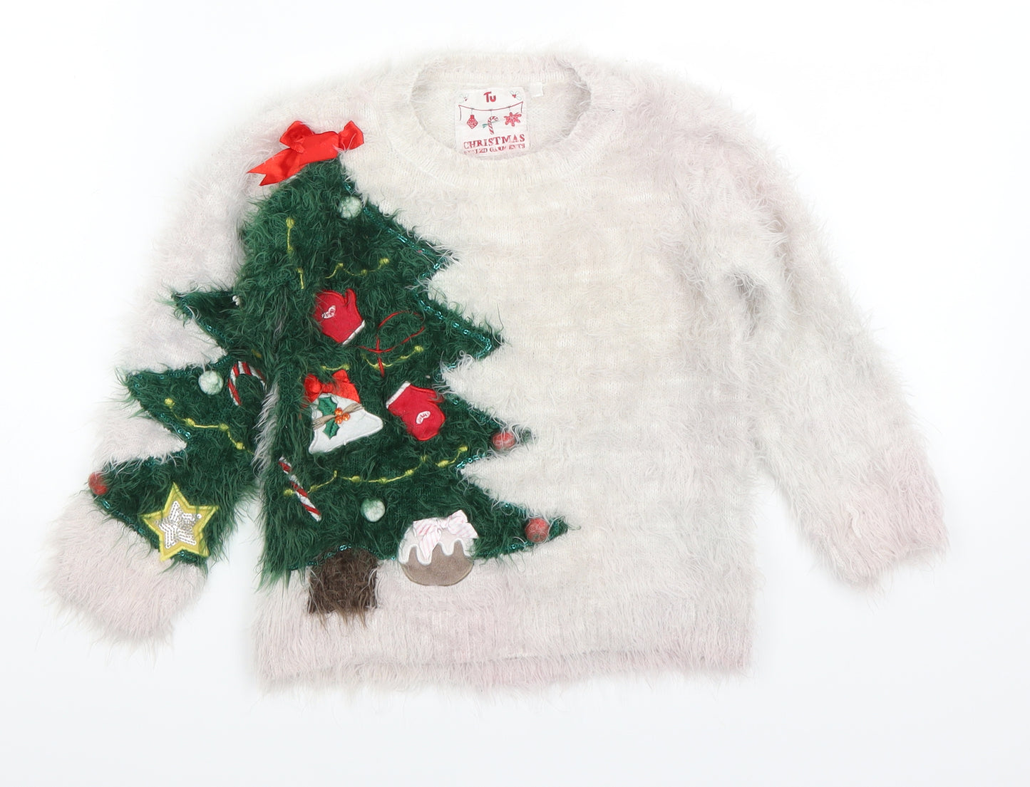 TU  Girls Grey   Pullover Jumper Size 5 Years  - christmas