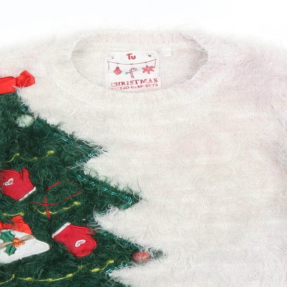TU  Girls Grey   Pullover Jumper Size 5 Years  - christmas