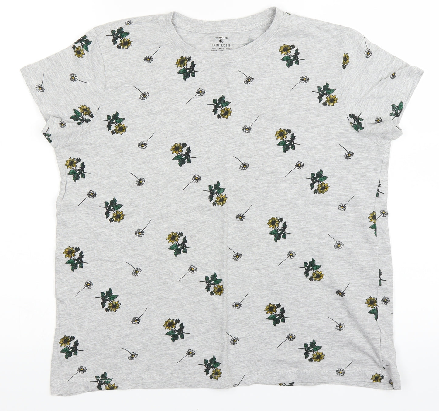 Primark Womens Grey Floral  Basic T-Shirt Size M
