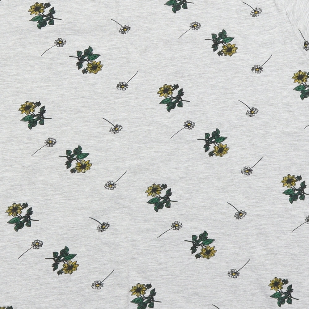 Primark Womens Grey Floral  Basic T-Shirt Size M