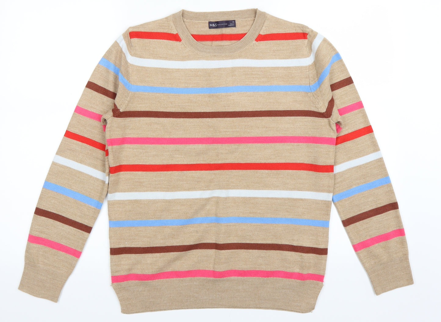 Marks and Spencer Womens Brown Striped  Pullover Jumper Size 10