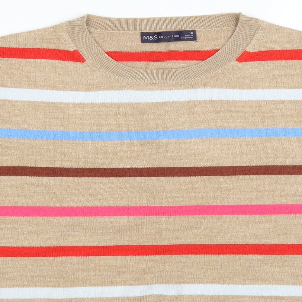 Marks and Spencer Womens Brown Striped  Pullover Jumper Size 10