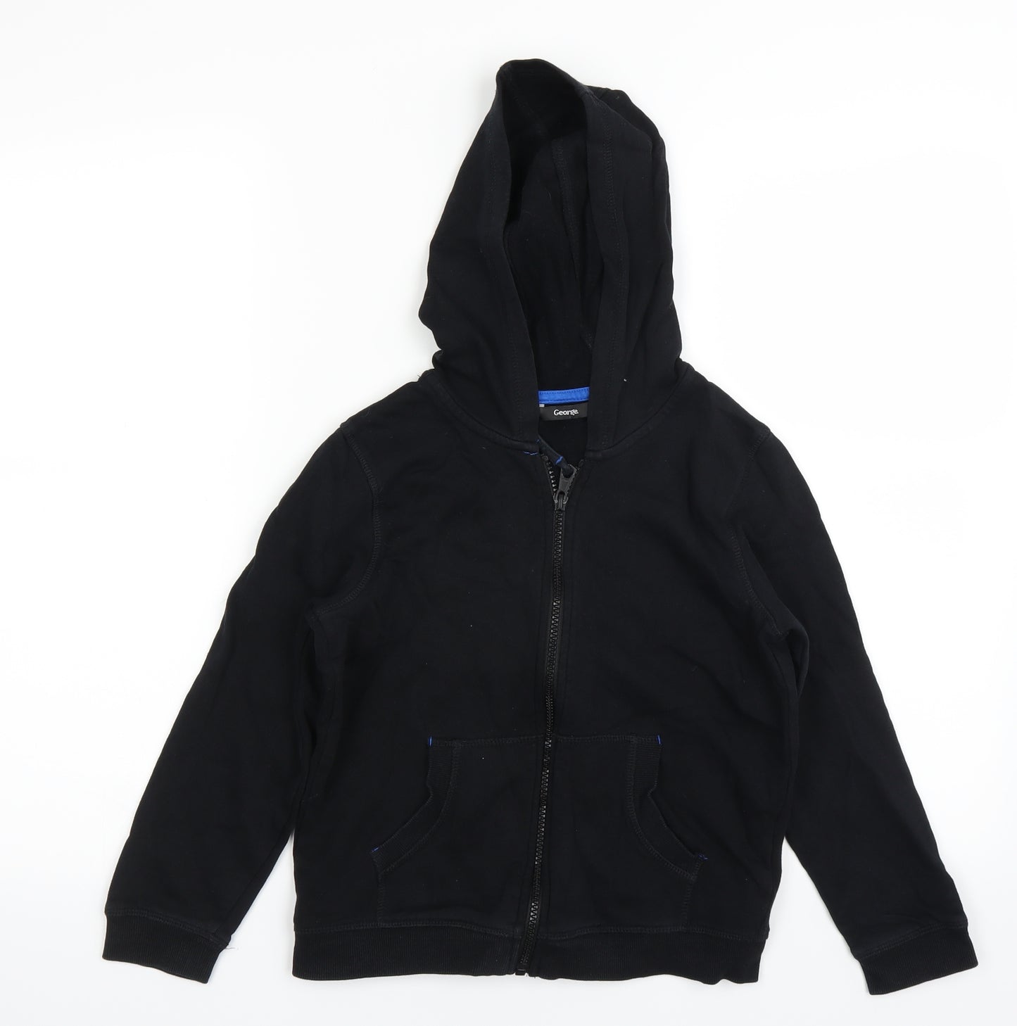 George Boys Black   Full Zip Hoodie Size 8-9 Years