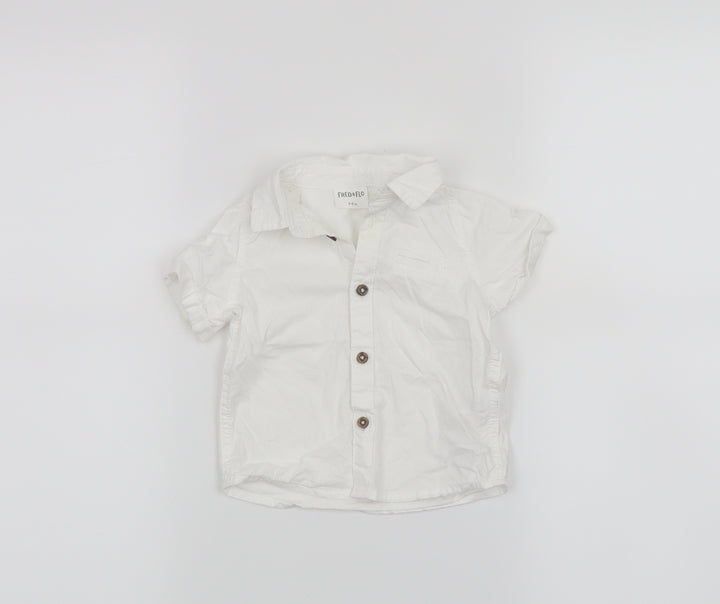 Fred & Flo Boys White Basic Button-Up Size 3-6 Months