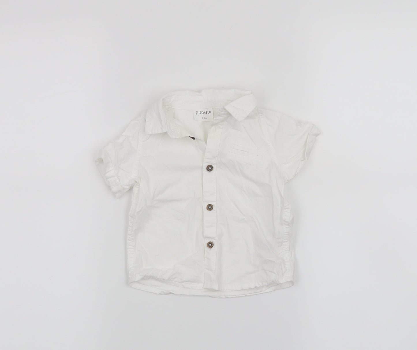 Fred & Flo Boys White   Basic Button-Up Size 3-6 Months