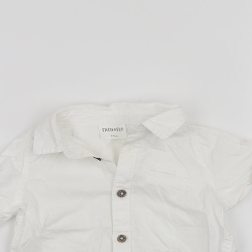 Fred & Flo Boys White   Basic Button-Up Size 3-6 Months