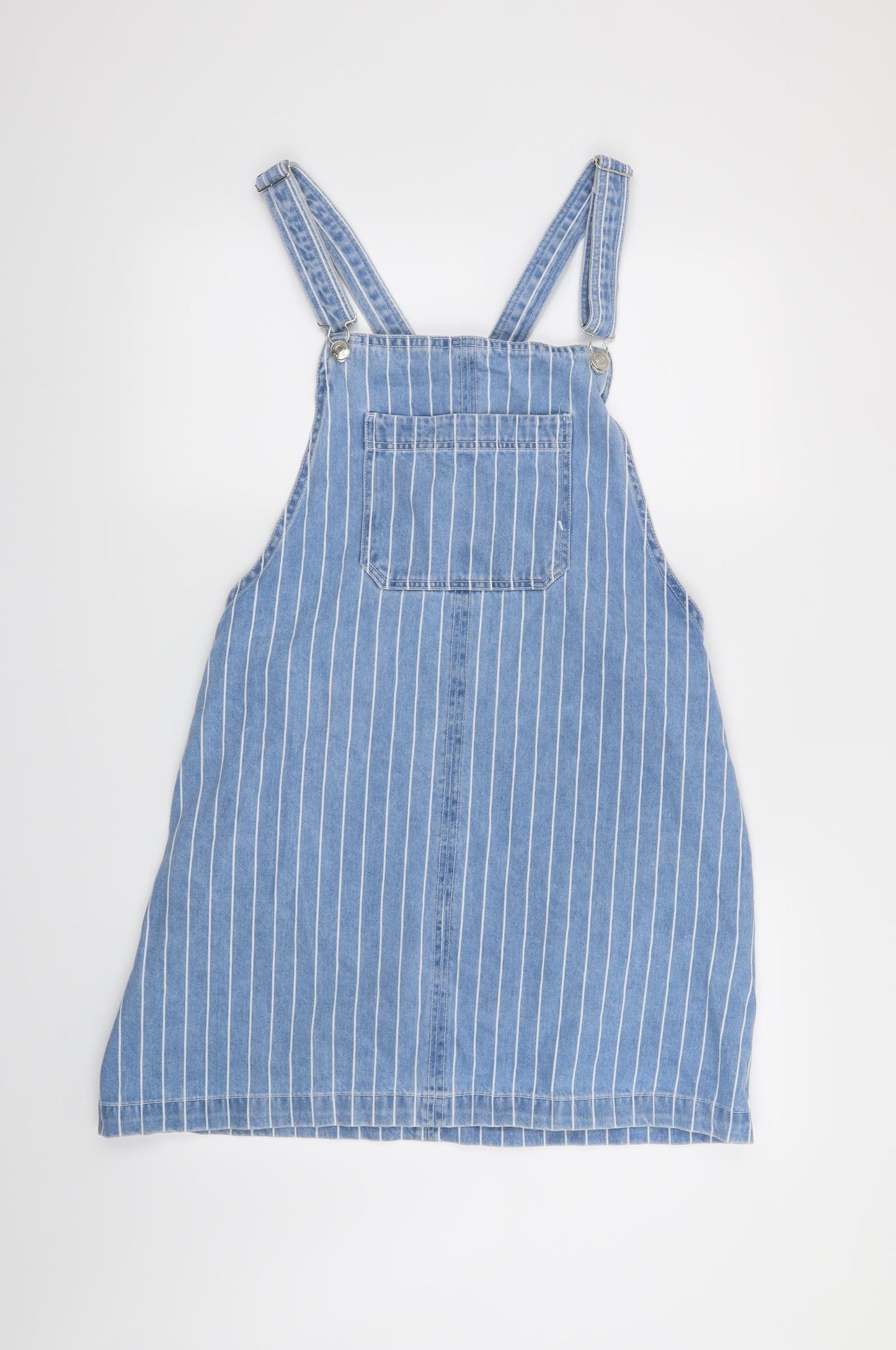 Matalan Womens Blue Striped  Pinafore/Dungaree Dress  Size 16