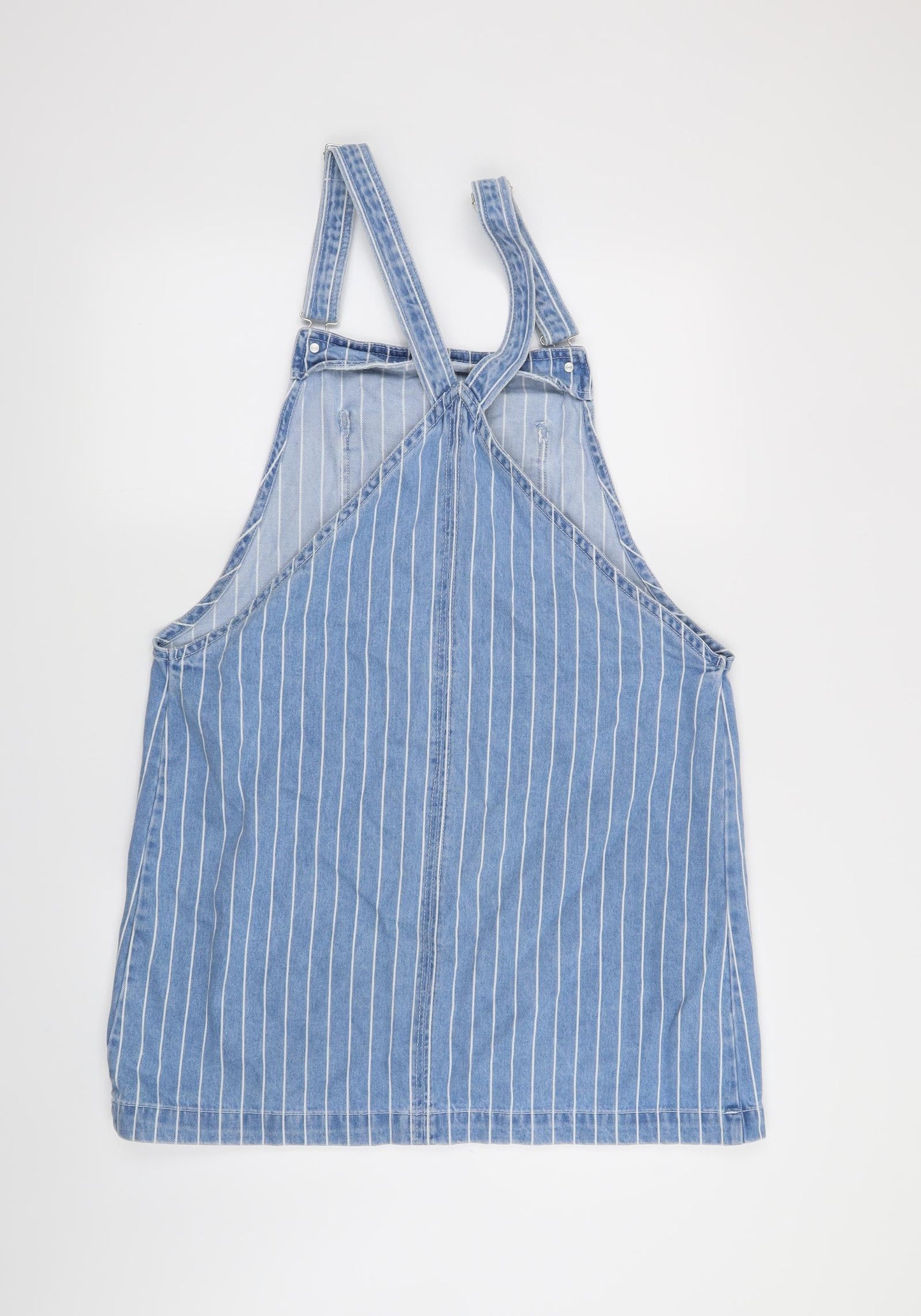 Matalan Womens Blue Striped  Pinafore/Dungaree Dress  Size 16