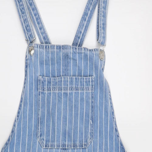Matalan Womens Blue Striped  Pinafore/Dungaree Dress  Size 16