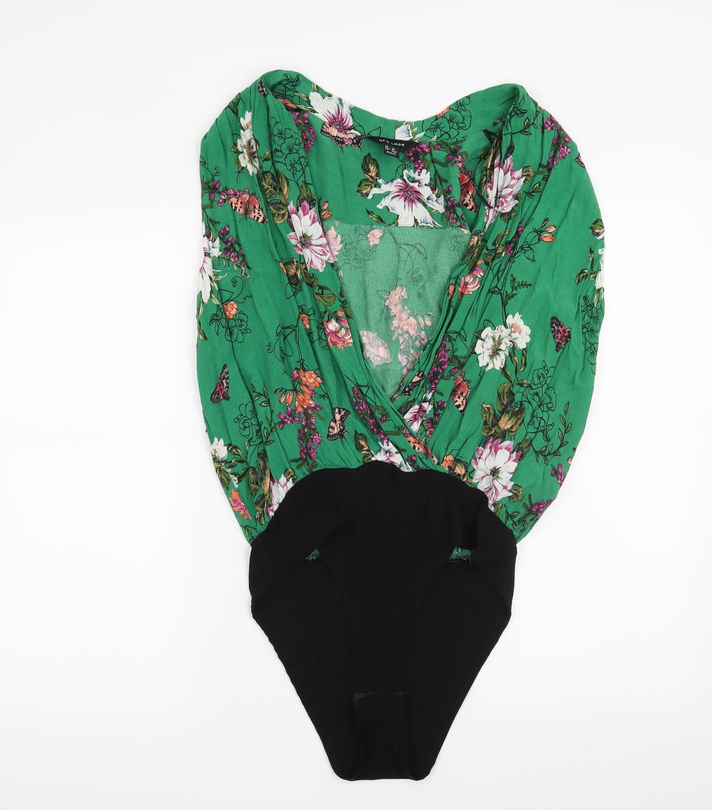 New Look Womens Green Floral  Bodysuit One-Piece Size 14