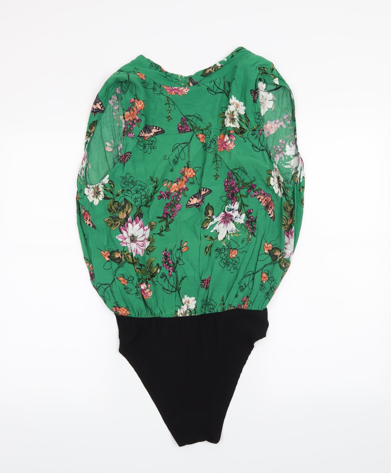 New Look Womens Green Floral  Bodysuit One-Piece Size 14