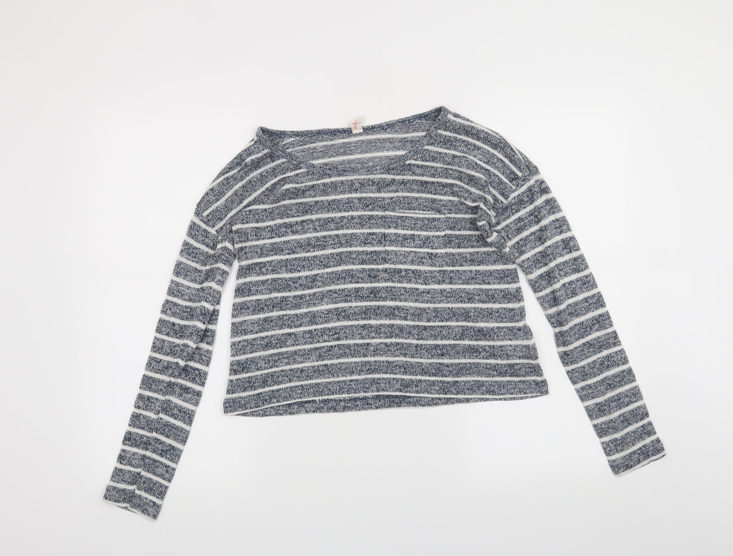 Diverse Womens Blue Striped  Basic T-Shirt Size M