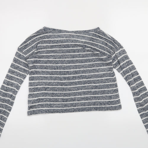 Diverse Womens Blue Striped  Basic T-Shirt Size M