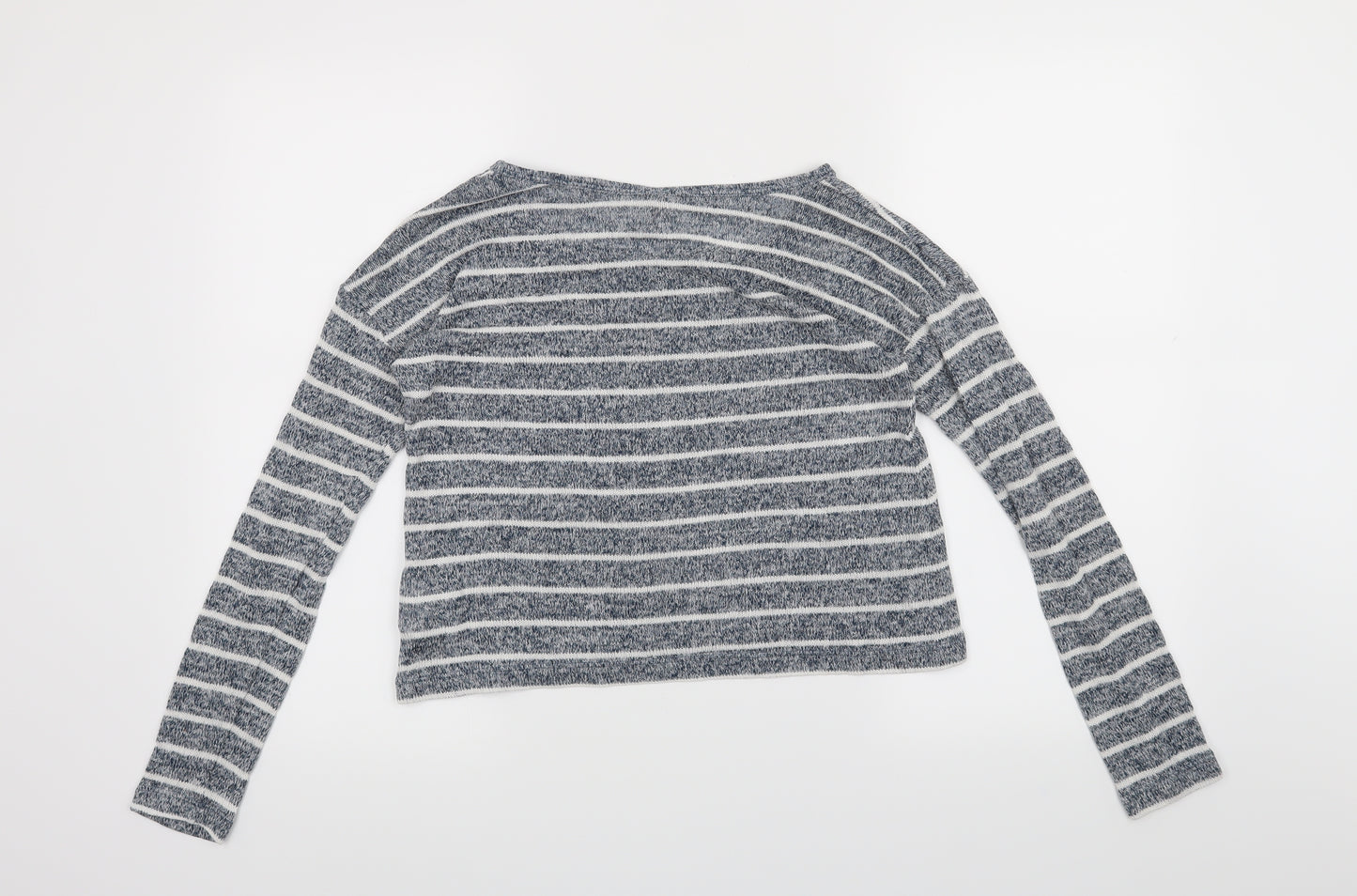 Diverse Womens Blue Striped  Basic T-Shirt Size M