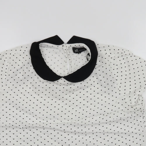 yfl reserved Womens White Polka Dot  Basic Blouse Size 10